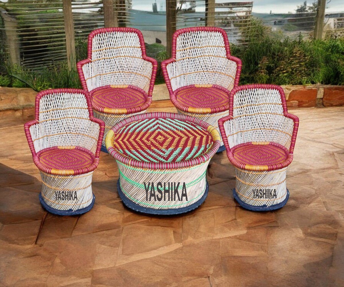 Bamboo chair table set1